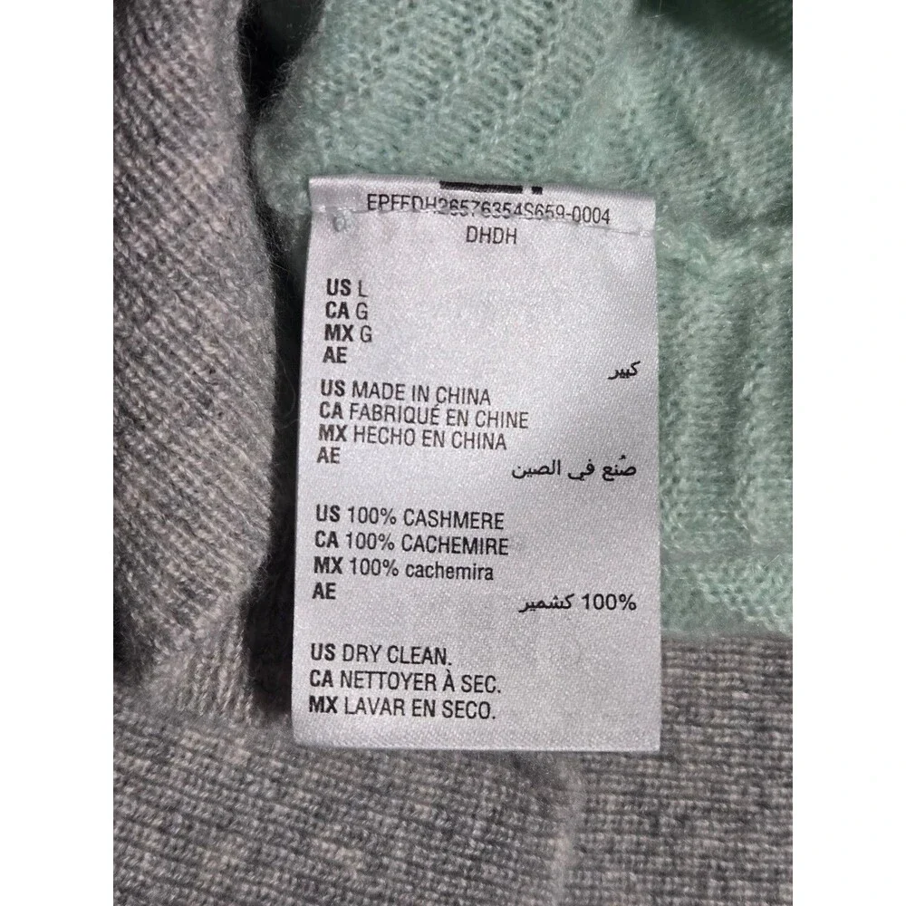 Charter Club Luxury 100% Cashmere Relaxed Fit Sweater Women's Large Mint Gray